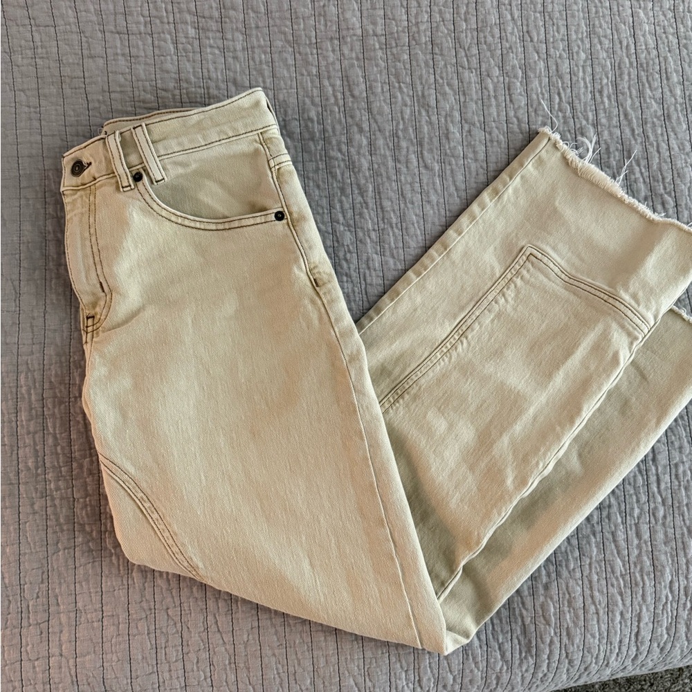 We The Free by Free People Risk Taker Denim Jeans in Ecru 27 EUC